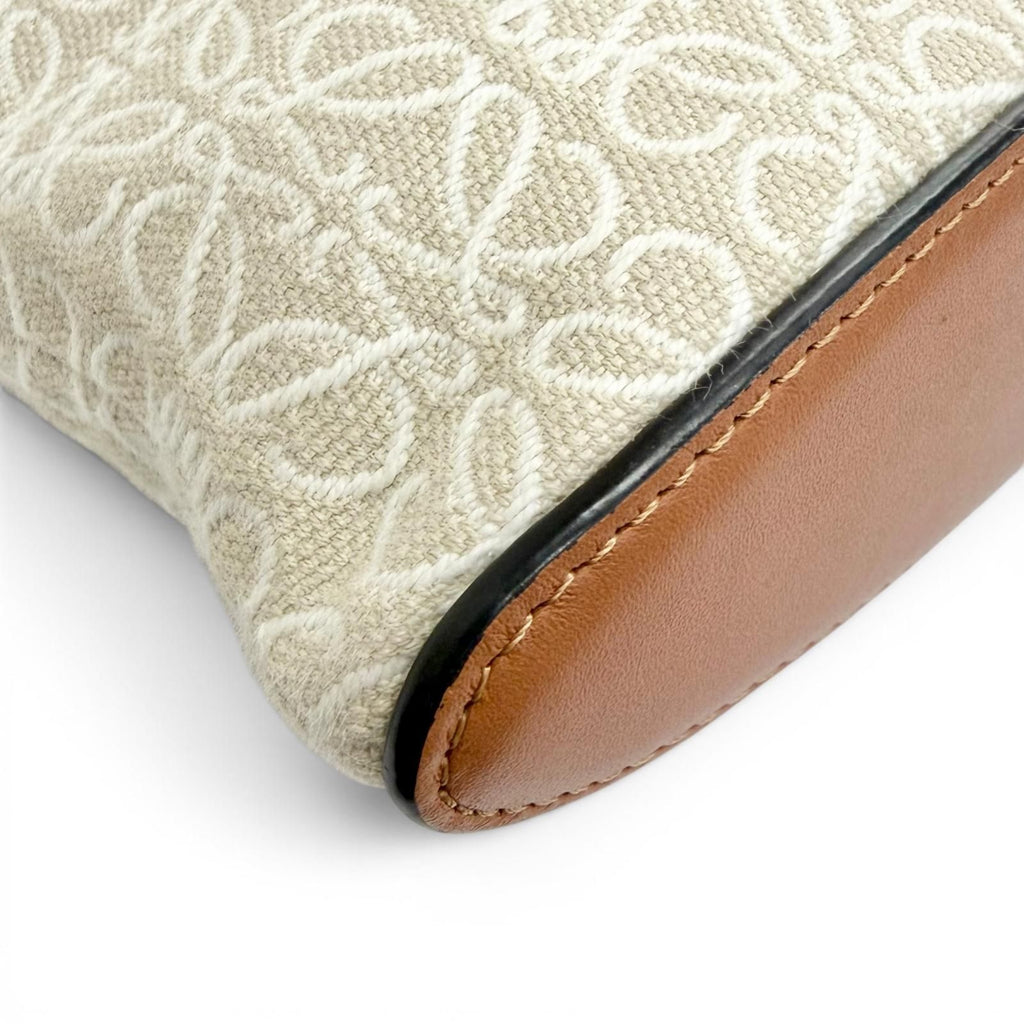 Loewe Oblong Pouch Anagram Leather Patch Jacquard Clutch Beige Brown — view 7