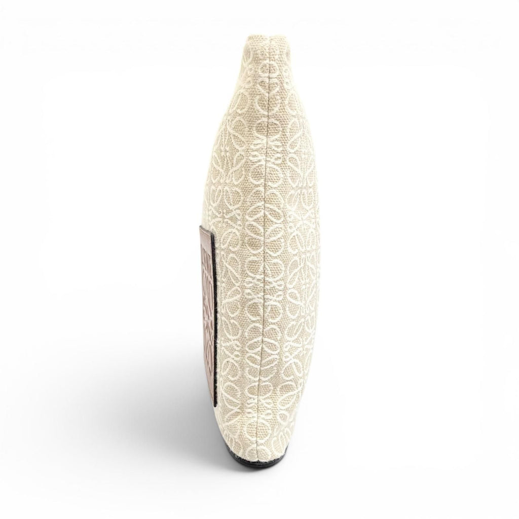 Loewe Oblong Pouch Anagram Leather Patch Jacquard Clutch Beige Brown — view 4