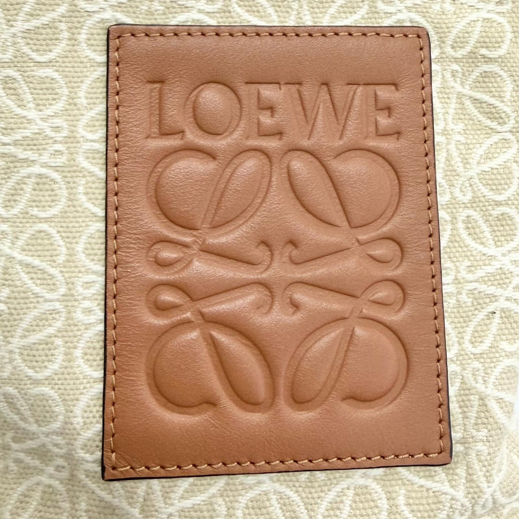 Loewe Oblong Pouch Anagram Leather Patch Jacquard Clutch Beige Brown — view 8