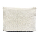 Loewe Oblong Pouch Anagram Leather Patch Jacquard Clutch Beige Brown — view 3