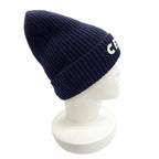 Celine Wool 100% Logo Knit Cap Navy Hat White — view 5