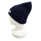 Celine Wool 100% Logo Knit Cap Navy Hat White — view 4