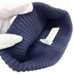 Celine Wool 100% Logo Knit Cap Navy Hat White — view 7