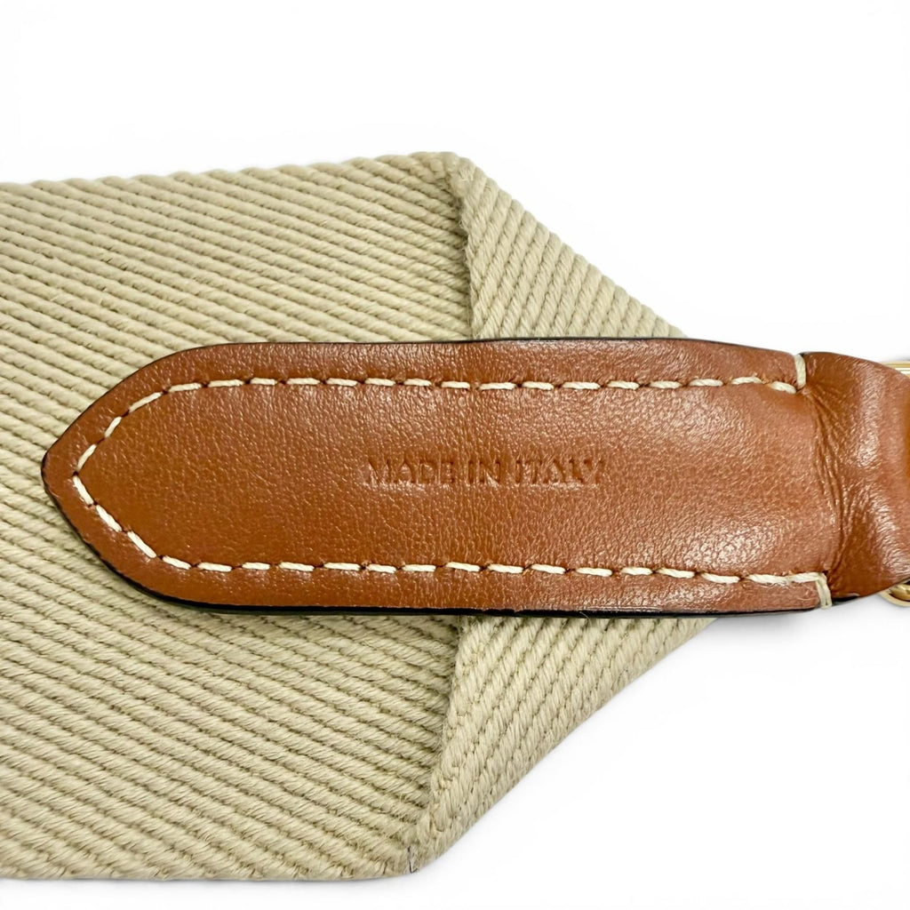 Celine Logo Jacquard Canvas Leather Shoulder Strap Beige Brown Gold — view 8