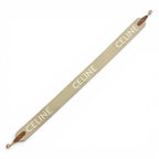 Celine Logo Jacquard Canvas Leather Shoulder Strap Beige Brown Gold — view 3