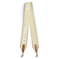 Celine Logo Jacquard Canvas Leather Shoulder Strap Beige Brown Gold
