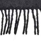 Loewe Mohair Wool Anagram Logo Leather Patch Fringe Long Scarf Black — view 5