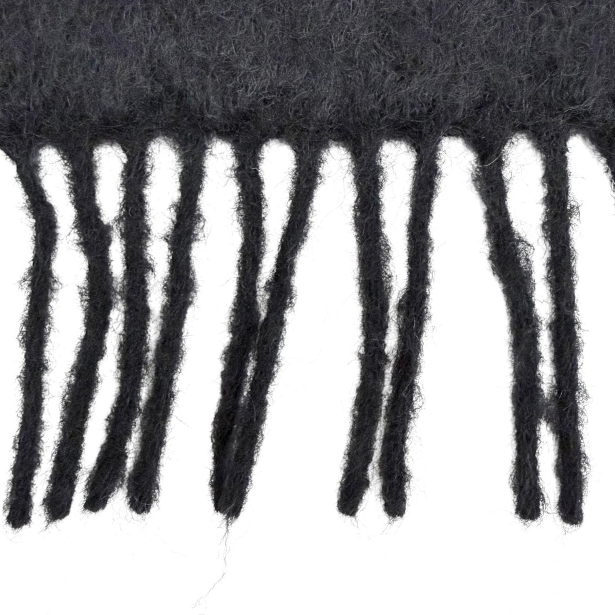 Loewe Mohair Wool Anagram Logo Leather Patch Fringe Long Scarf Black — view 5