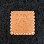 Loewe Mohair Wool Anagram Logo Leather Patch Fringe Long Scarf Black — view 6