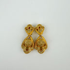 Dior Rhinestone Heart Drop Earrings Plated Gold Clear Vintage — view 2