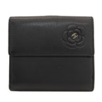 Chanel Camellia Silver Bifold Wallet Calfskin