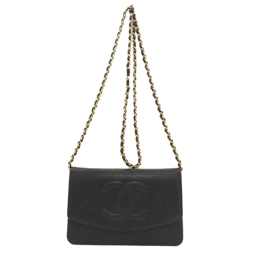 Chanel Chain Wallet CC Logo Gold Grained Calfskin Shoulder Bag