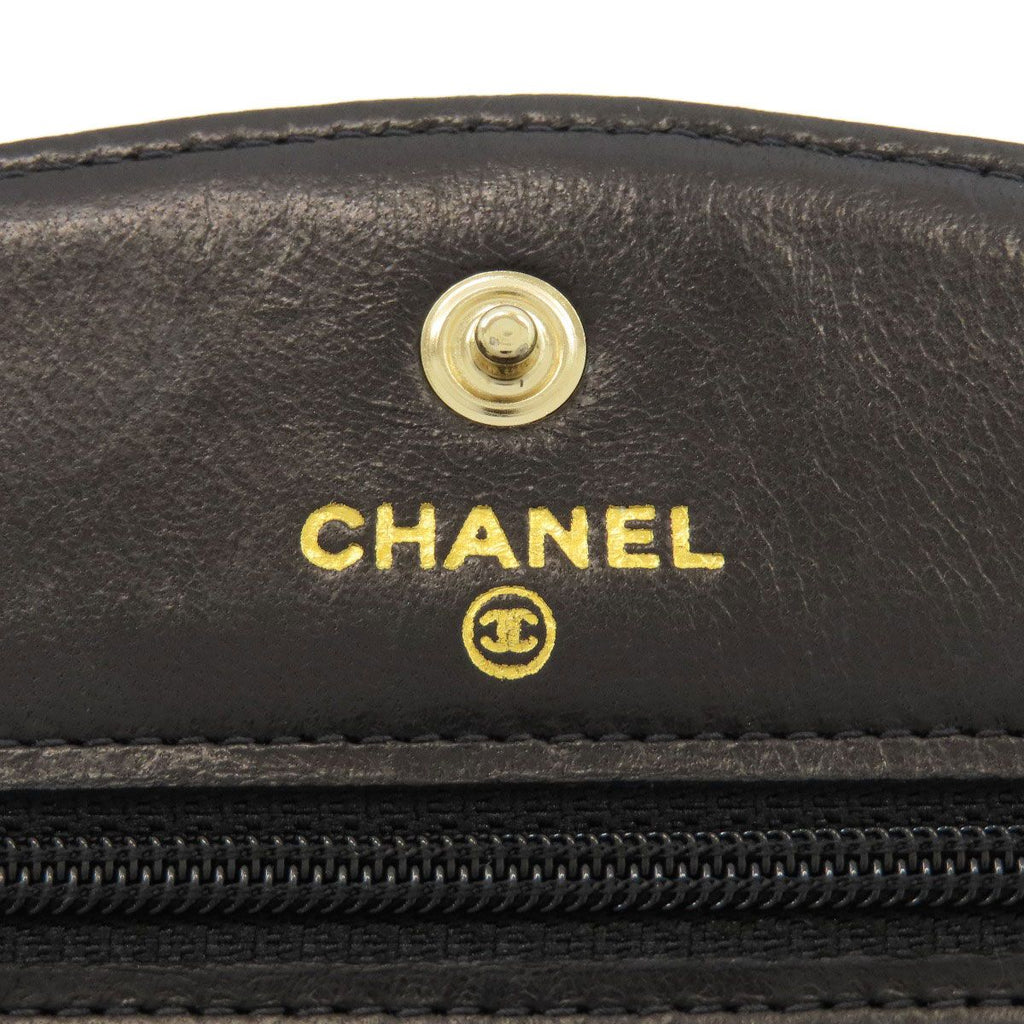 Chanel Chain Wallet CC Logo Gold Grained Calfskin Shoulder Bag — view 8