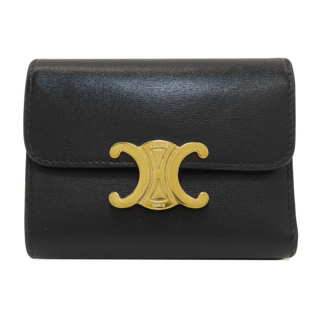 Celine Compact Wallet with Coin Purse Triomphe Trifold Calfskin