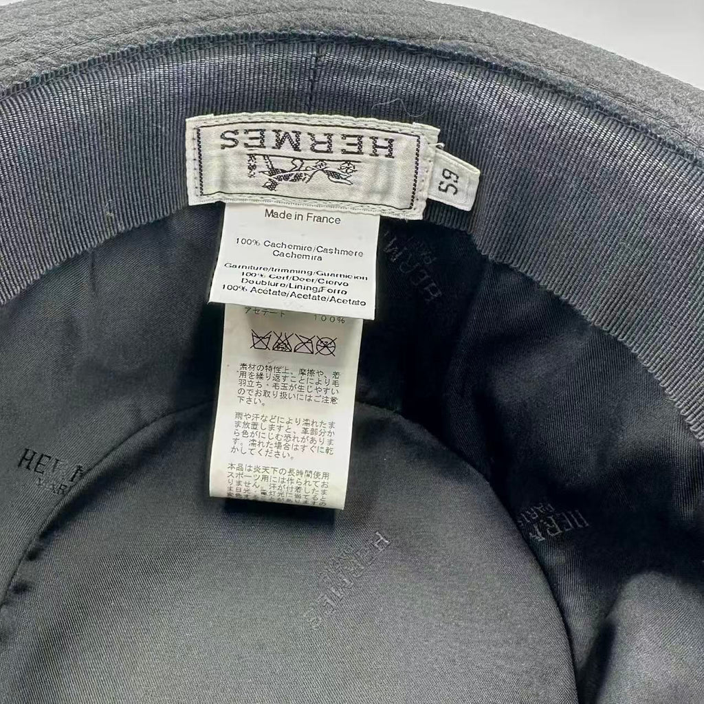 Hermes Leather Ribbon Hat Cashmere Black — view 6