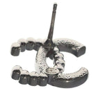 Chanel CC Logo Rhinestone Pearl Earrings Silver — view 5