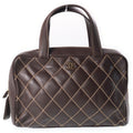 Chanel Wild Stitch Mini Boston Bag Brown Lambskin Gold