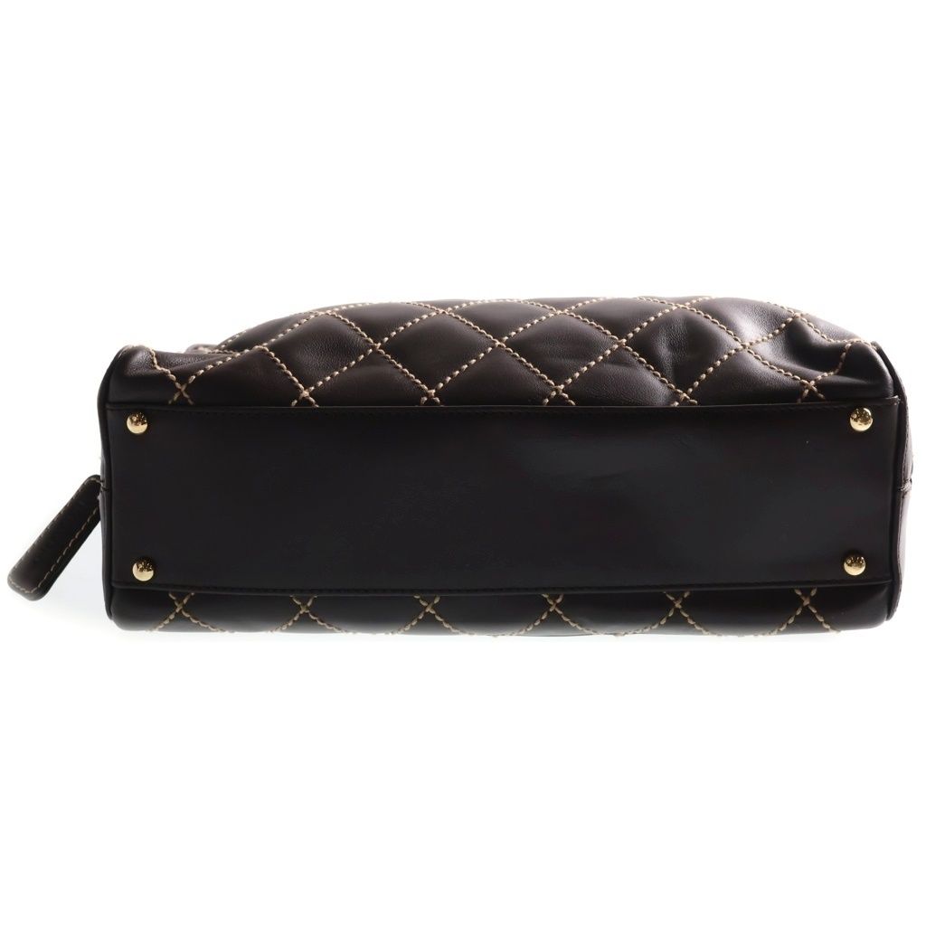 Chanel Wild Stitch Mini Boston Bag Brown Lambskin Gold — view 4