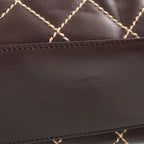 Chanel Wild Stitch Mini Boston Bag Brown Lambskin Gold — view 7