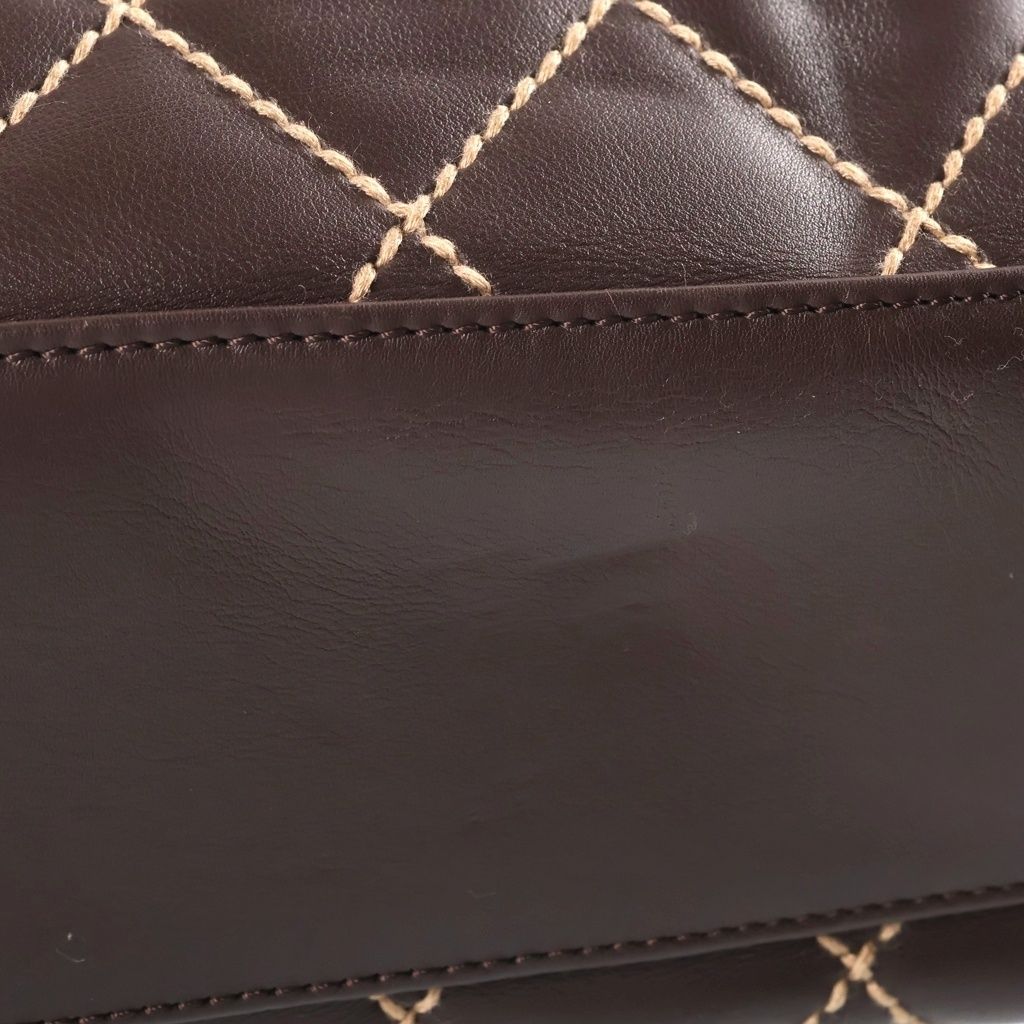 Chanel Wild Stitch Mini Boston Bag Brown Lambskin Gold — view 7
