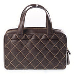 Chanel Wild Stitch Mini Boston Bag Brown Lambskin Gold — view 2