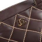 Chanel Wild Stitch Mini Boston Bag Brown Lambskin Gold — view 8