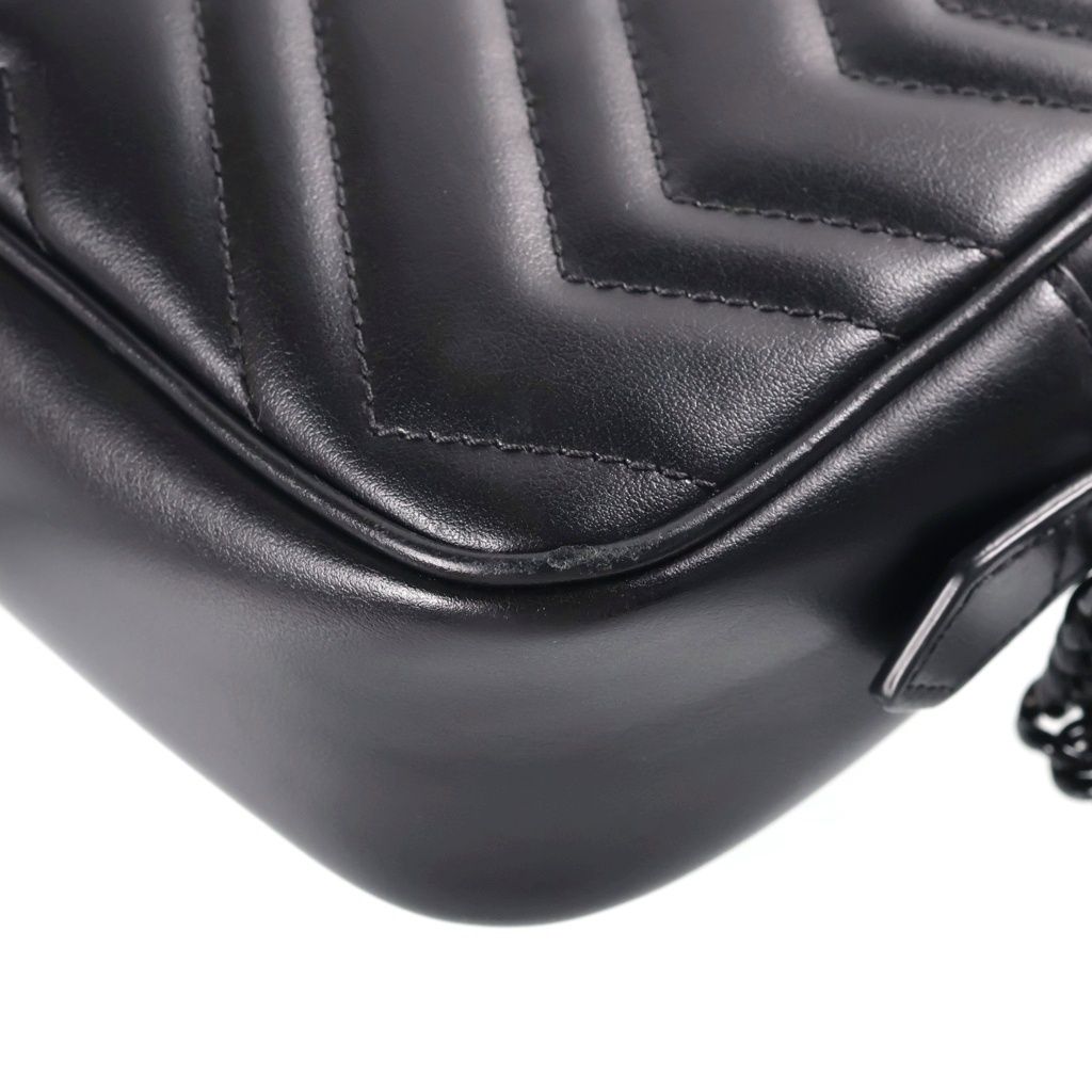 Gucci GG Marmont Mini Shoulder Bag So Black Leather — view 6