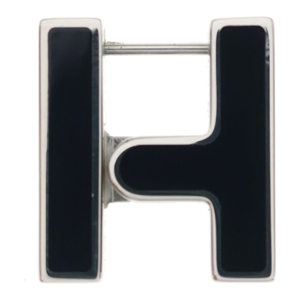 Hermes Single Earrings Black Silver