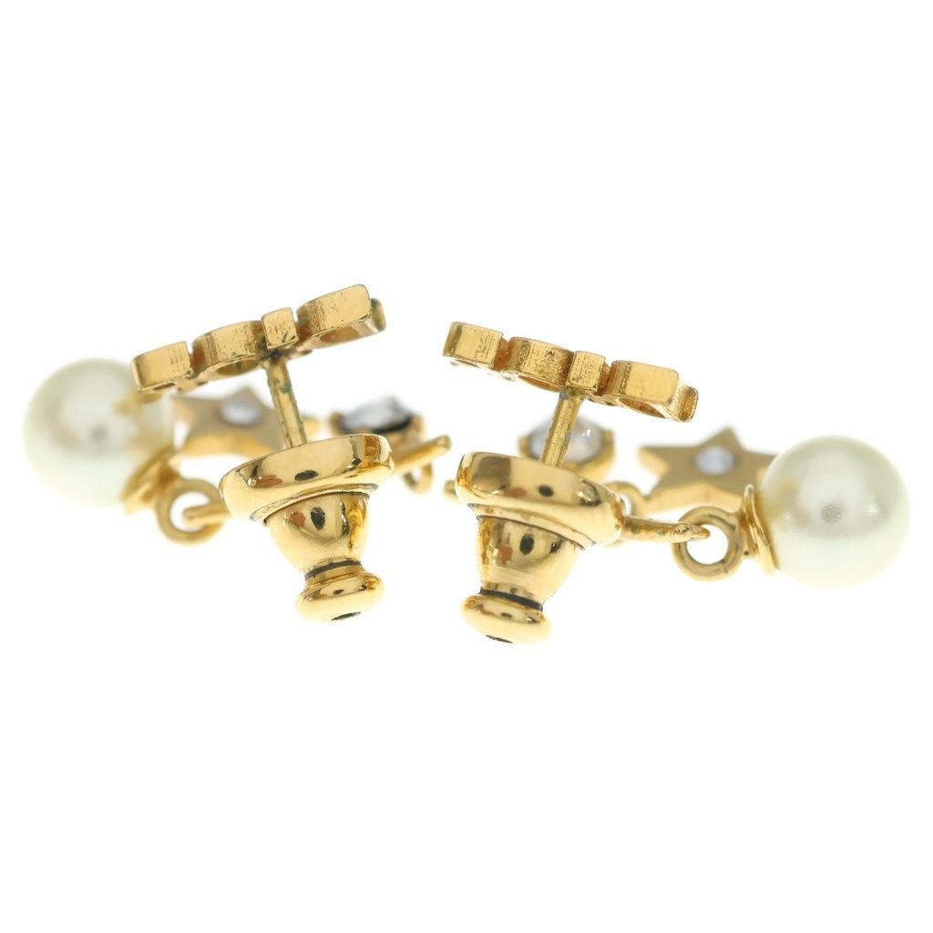 Dior Logo Pearl Star Icon Earrings Gold — view 2