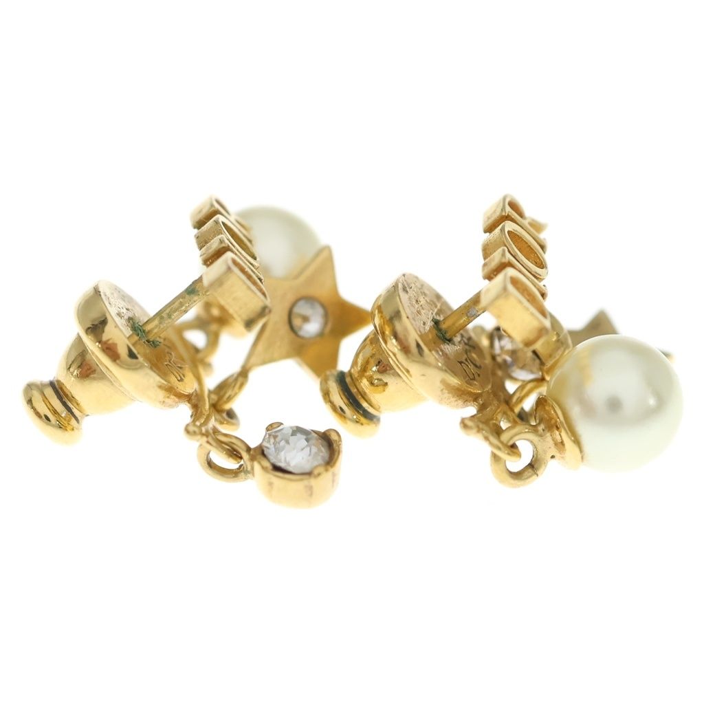 Dior Logo Pearl Star Icon Earrings Gold — view 4