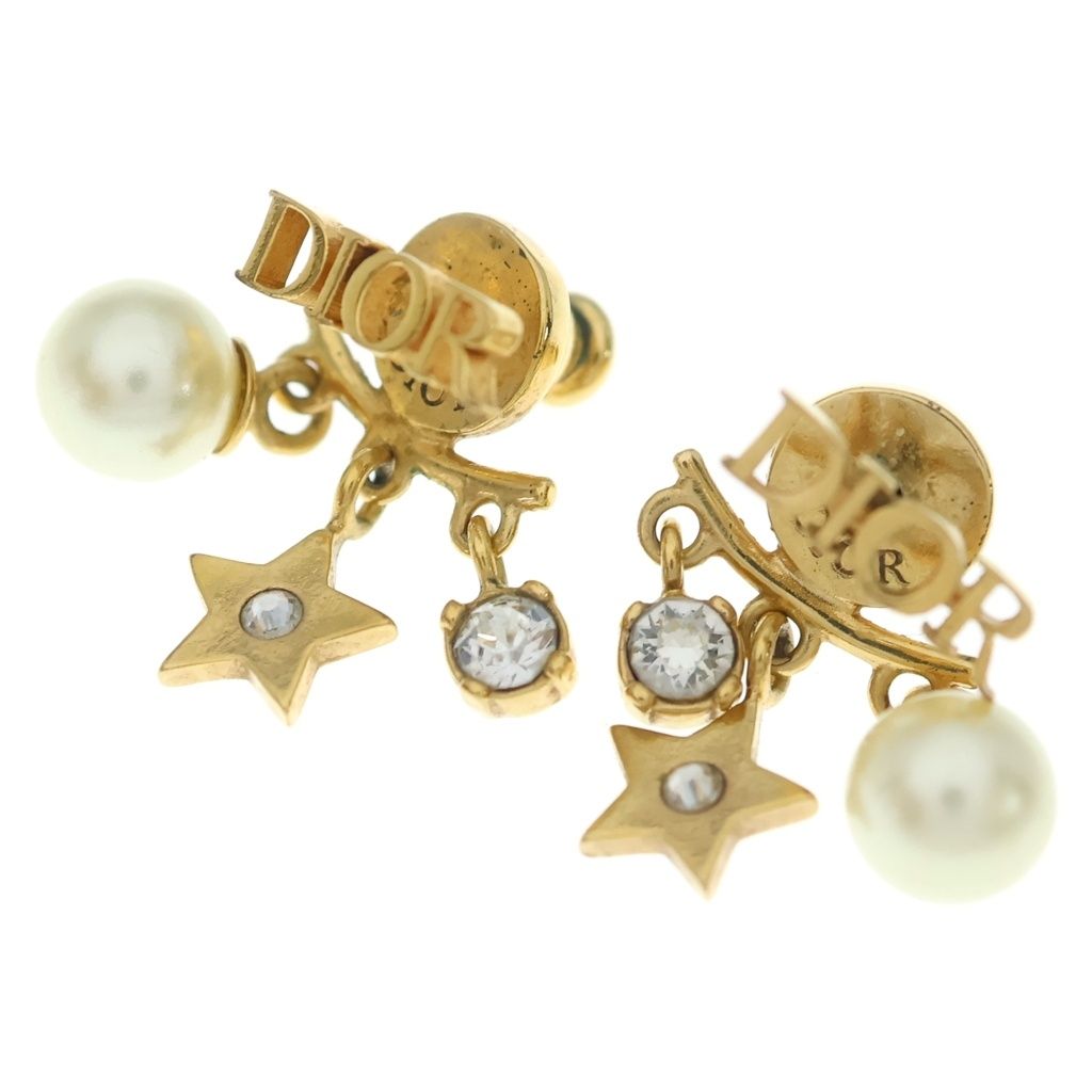 Dior Logo Pearl Star Icon Earrings Gold