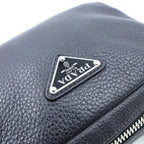 Prada Vitello Daino Leather Shoulder Bag Triangle Logo Black — view 6