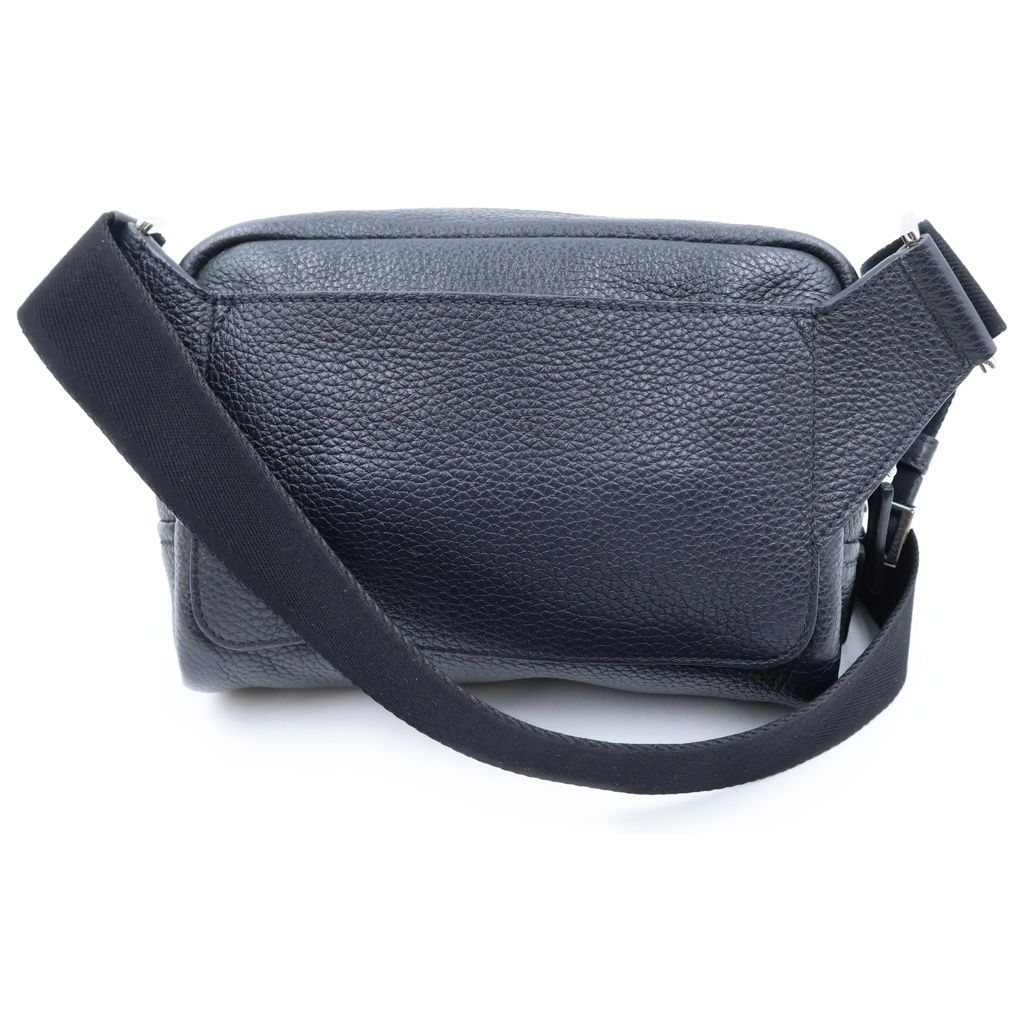 Prada Vitello Daino Leather Shoulder Bag Triangle Logo Black — view 2