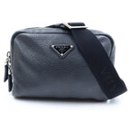 Prada Vitello Daino Leather Shoulder Bag Triangle Logo Black