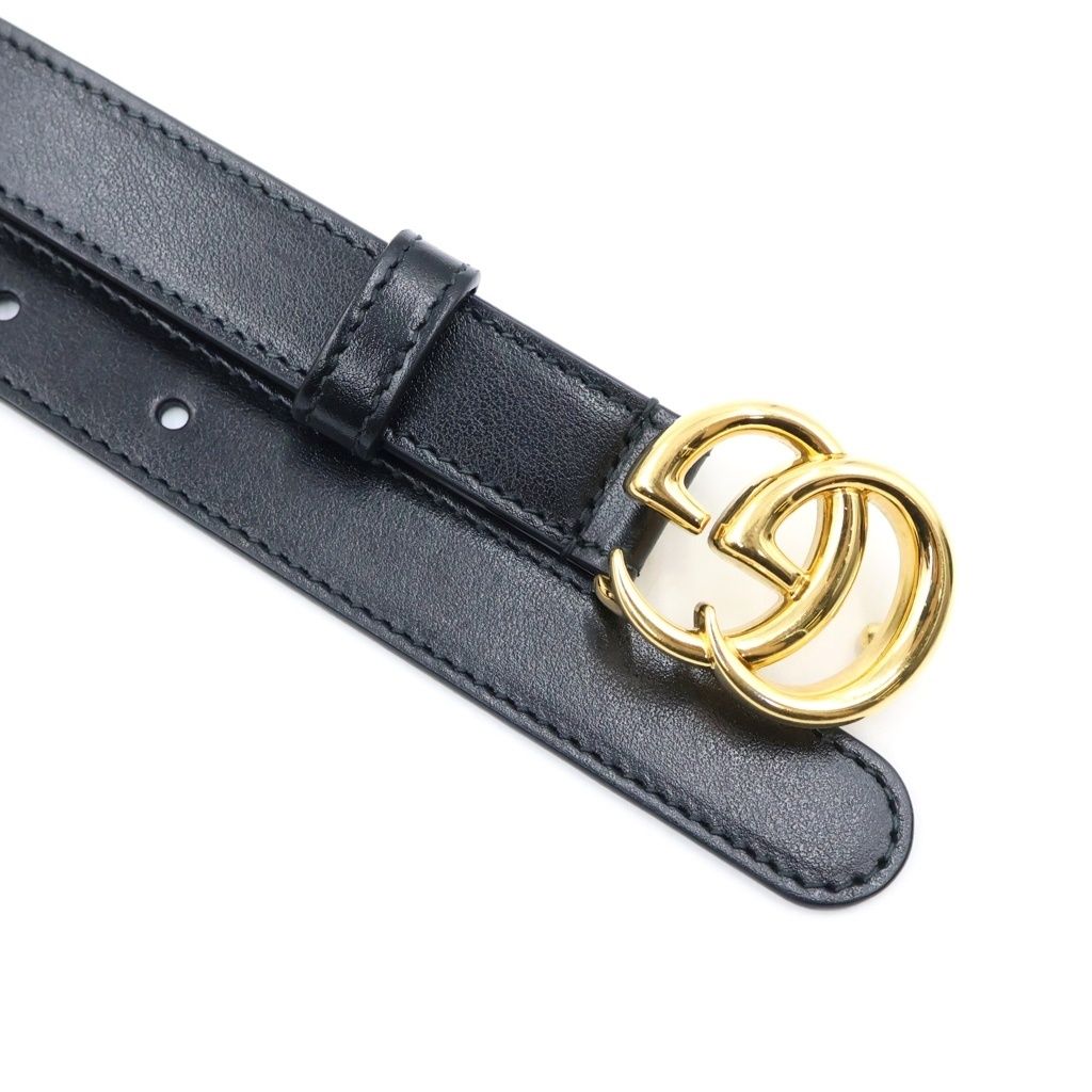 Gucci GG Marmont Slim Belt Gold Leather Black — view 4