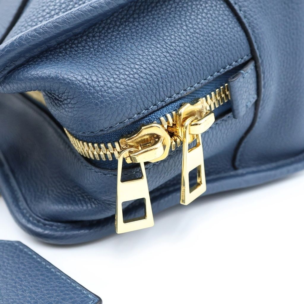 Loewe Amazona 28 2-Way Shoulder Bag Navy Leather Gold — view 6