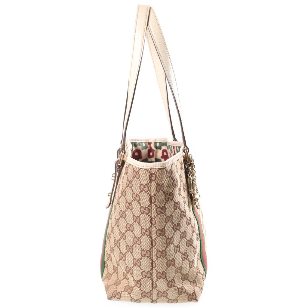 Gucci Sherry Line Tote Shoulder Bag GG Canvas Leather Beige White — view 3