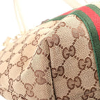 Gucci Sherry Line Tote Shoulder Bag GG Canvas Leather Beige White — view 5