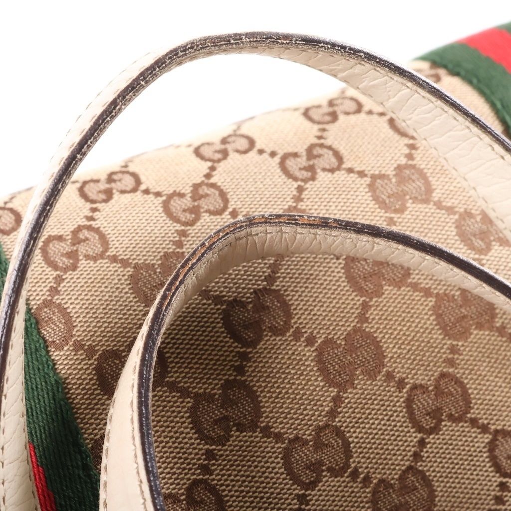 Gucci Sherry Line Tote Shoulder Bag GG Canvas Leather Beige White — view 8
