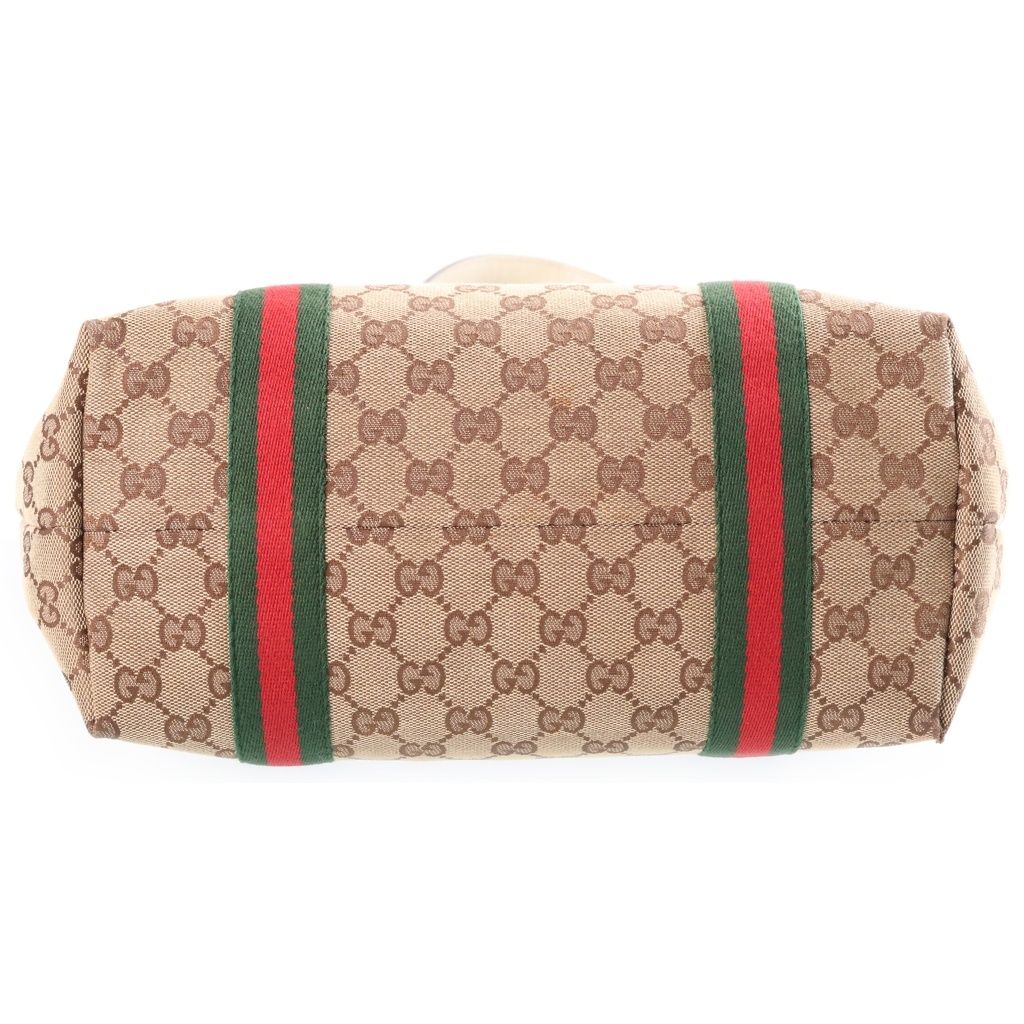Gucci Sherry Line Tote Shoulder Bag GG Canvas Leather Beige White — view 4