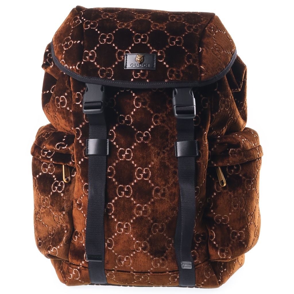 Gucci GG Velvet Medium Backpack Brown
