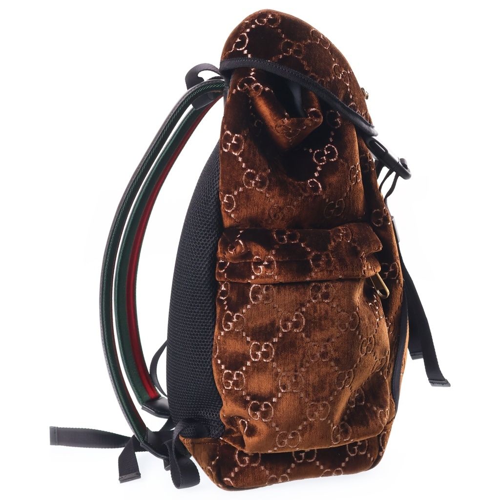 Gucci GG Velvet Medium Backpack Brown — view 3