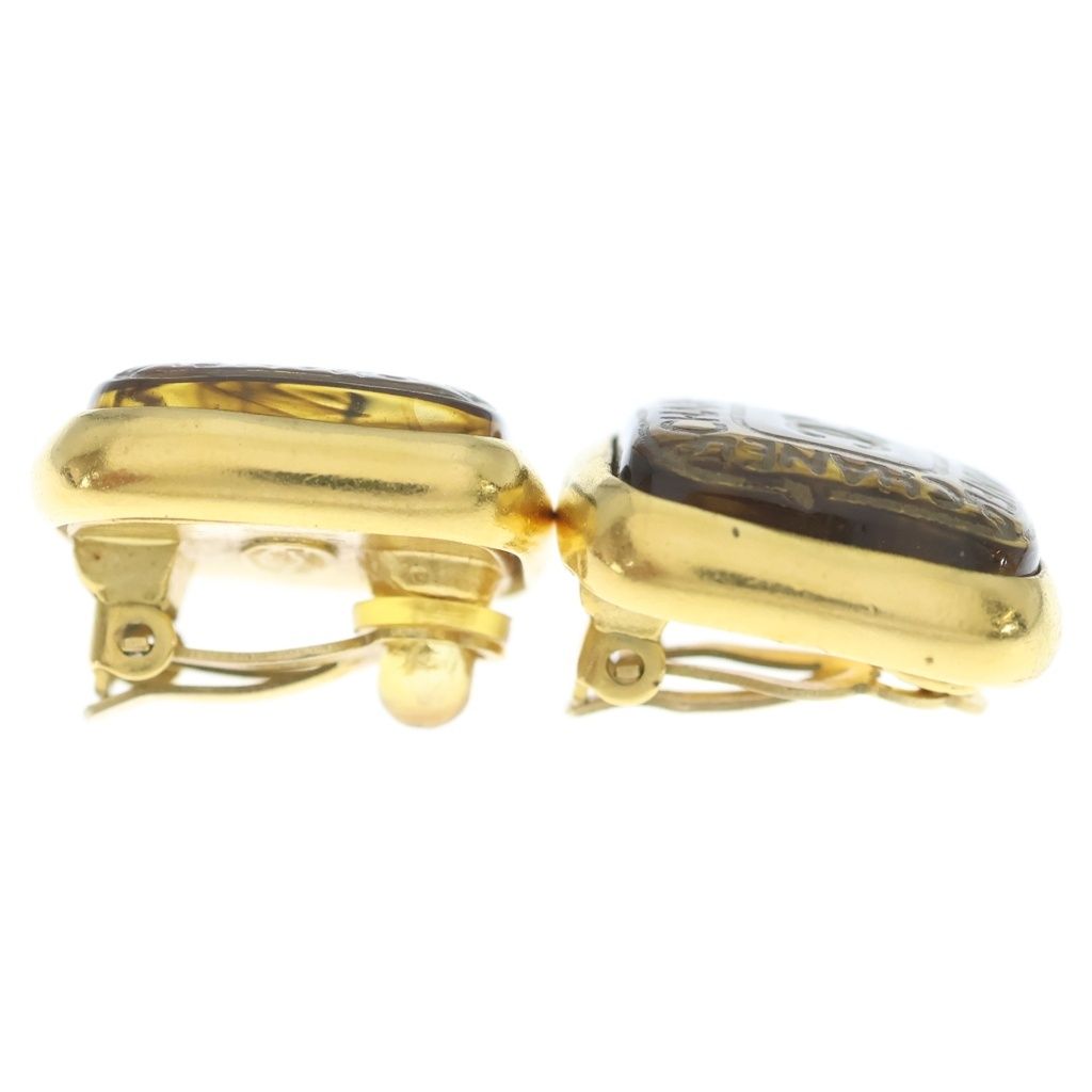Chanel Gripoix CC Logo Square Earrings 99A Gold Plated — view 3