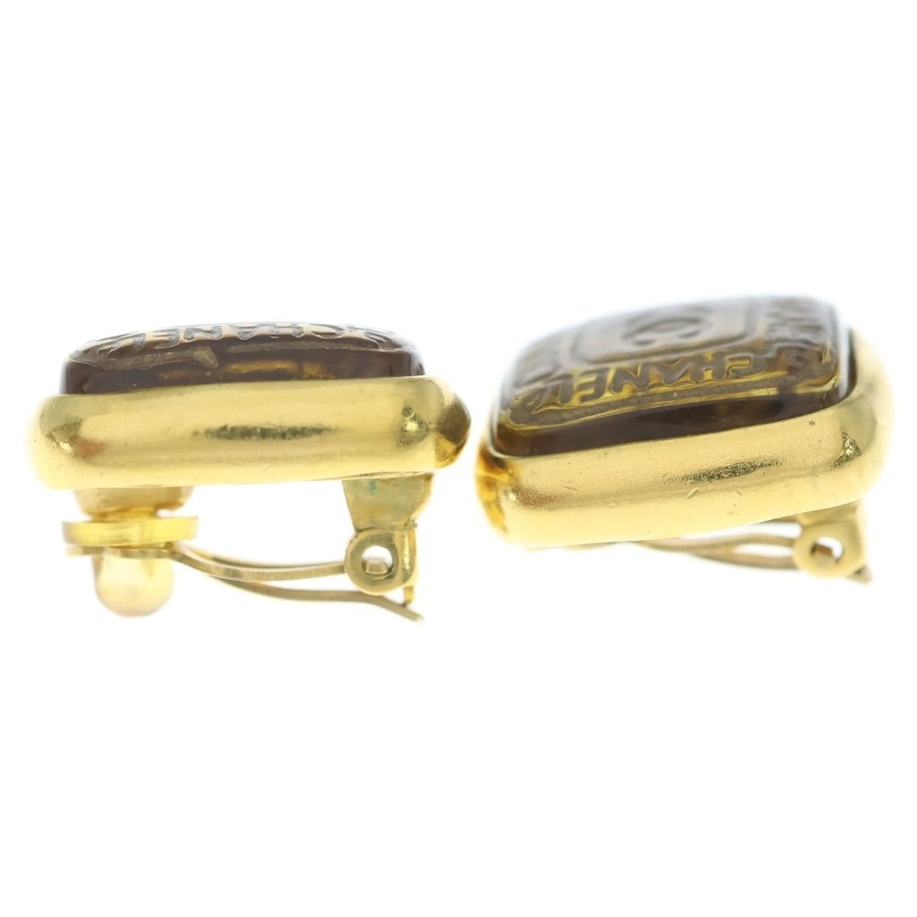 Chanel Gripoix CC Logo Square Earrings 99A Gold Plated — view 4