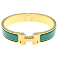 Hermes Clic H Bracelet Bangle Green Gold