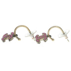 Chanel CC Logo Rhinestone Earrings Gold Pink — view 3