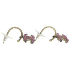 Chanel CC Logo Rhinestone Earrings Gold Pink — view 4