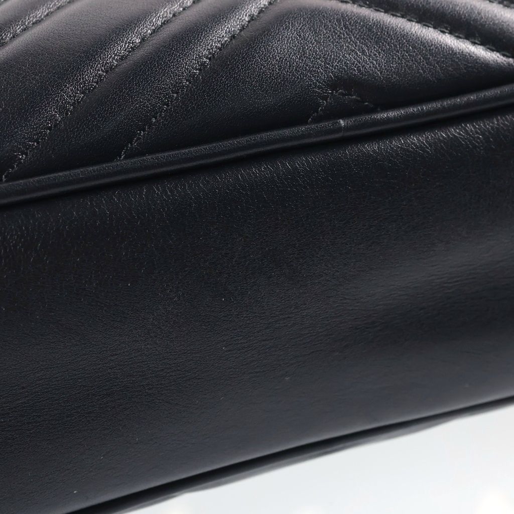 Gucci GG Marmont Chain Shoulder Bag Black Gold Leather — view 7