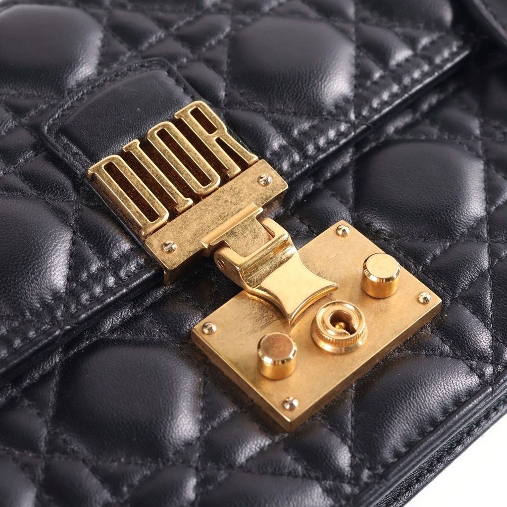 Dior Addict Cannage Chain Shoulder Bag Black Leather Gold — view 6