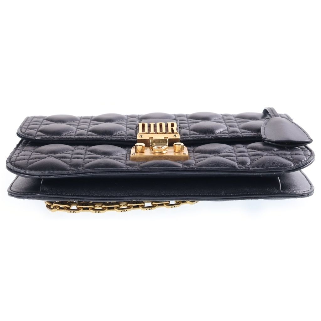 Dior Addict Cannage Chain Shoulder Bag Black Leather Gold — view 4